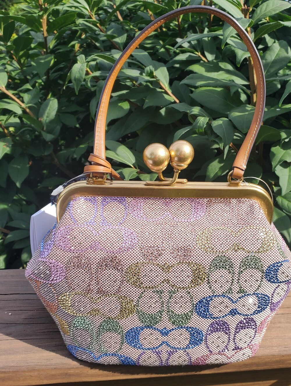 NWT Coach Kisslock 16 Rainbow Crystal Jacquard - Picture 5 of 9